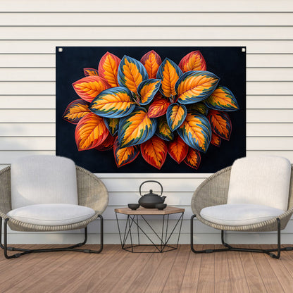 Gestileerde Herfstbladeren op Donkere Achtergrond tuinposter