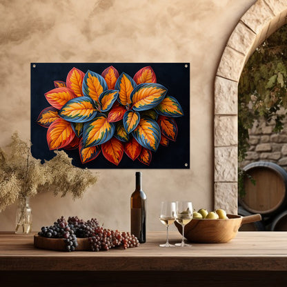 Gestileerde Herfstbladeren op Donkere Achtergrond tuinposter