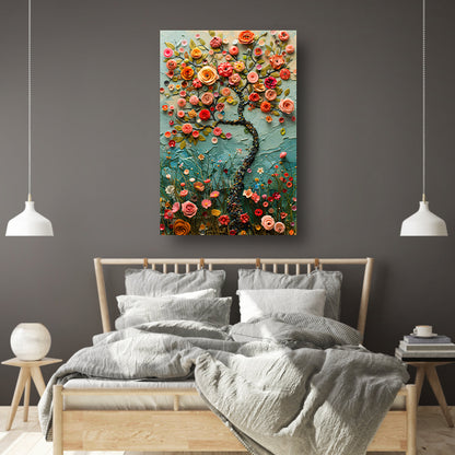 Kleurrijk Bloemenboom Schilderij voor Interieur canvas