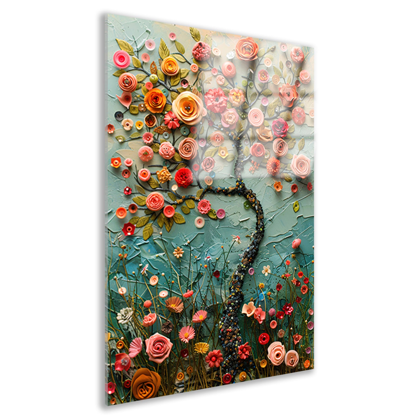 Kleurrijk Bloemenboom Schilderij voor Interieur acrylglas