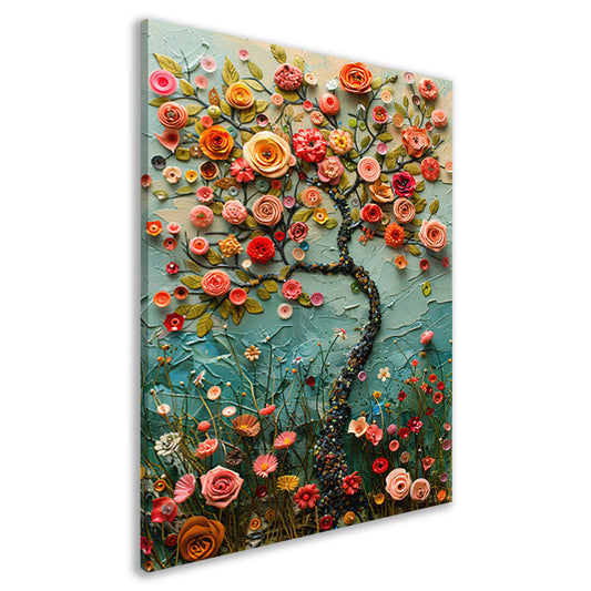 Kleurrijk Bloemenboom Schilderij voor Interieur canvas