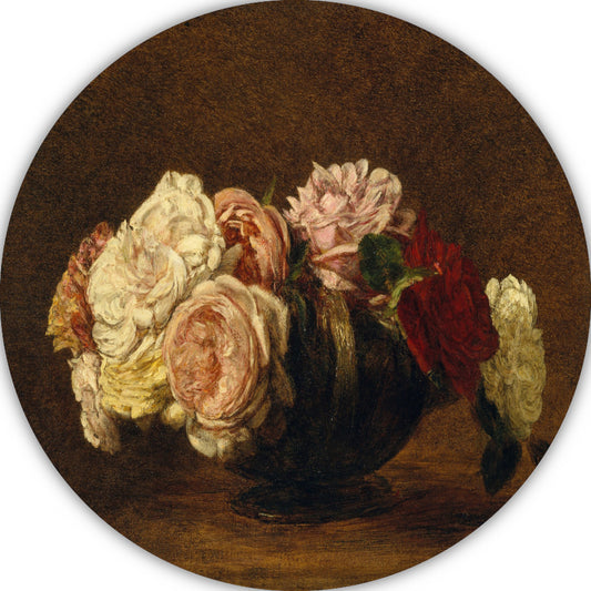 Rozen in een schaal - Henri Fantin-Latour aluminium muurcirkel