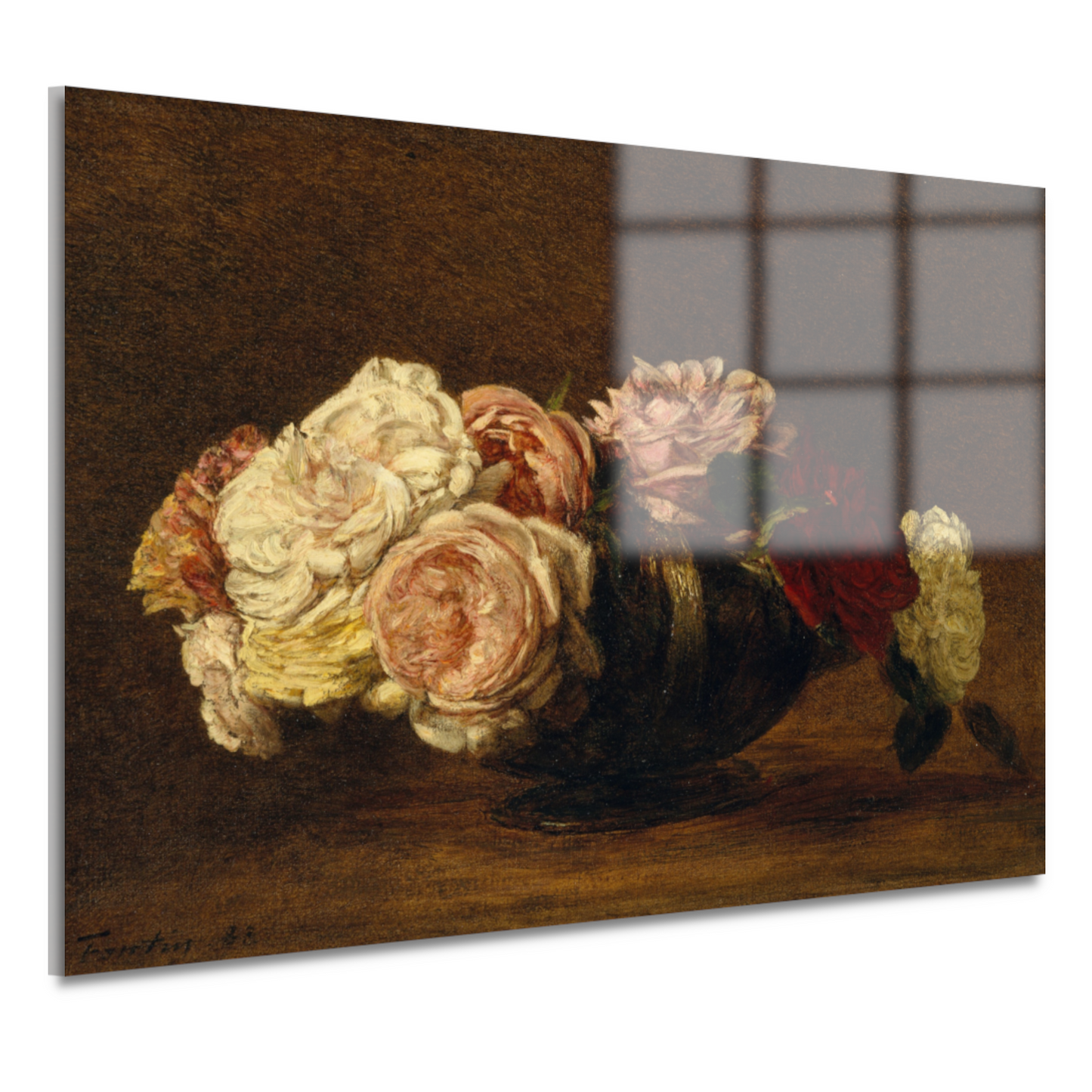 Rozen in een schaal - Henri Fantin-Latour acrylglas