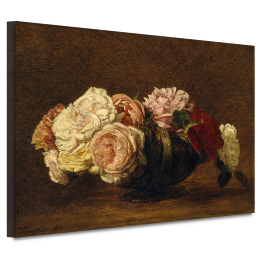 Rozen in een schaal - Henri Fantin-Latour canvas