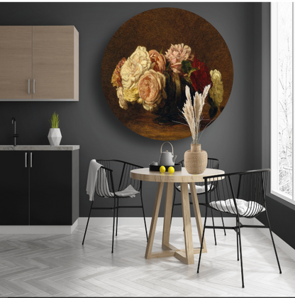 Rozen in een schaal - Henri Fantin-Latour aluminium muurcirkel