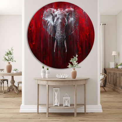 Dynamisch abstract olifant portret kunstwerk aluminium muurcirkel