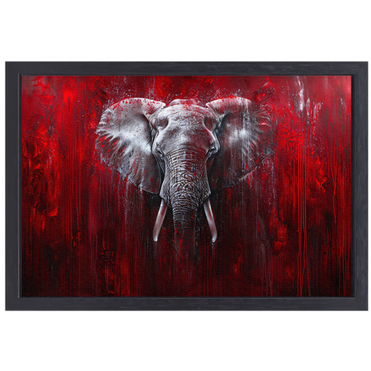 Dynamisch abstract olifant portret kunstwerk canvas met baklijst