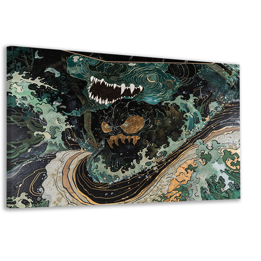 Abstracte monsterlijke golf in dynamische natuur canvas