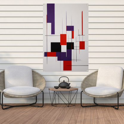 Geometrische Abstractie in Primaire Kleuren tuinposter