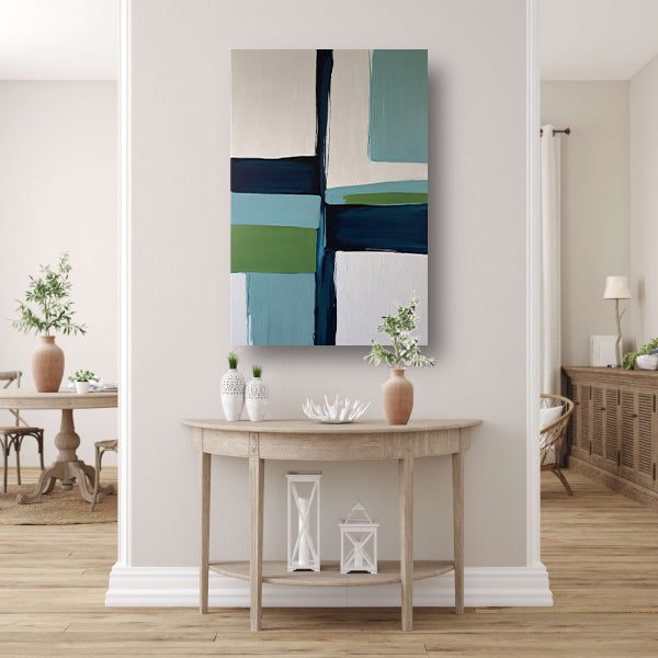 Abstracte Harmonie in Blauw en Groen canvas