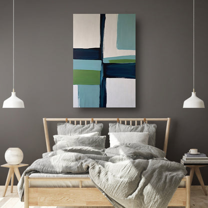 Abstracte Harmonie in Blauw en Groen canvas