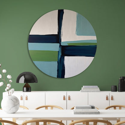 Abstracte Harmonie in Blauw en Groen forex muurcirkel