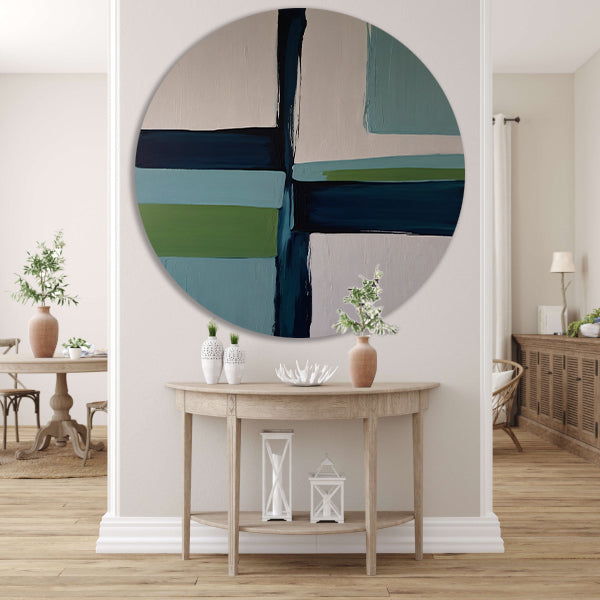 Abstracte Harmonie in Blauw en Groen forex muurcirkel