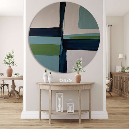 Abstracte Harmonie in Blauw en Groen forex muurcirkel