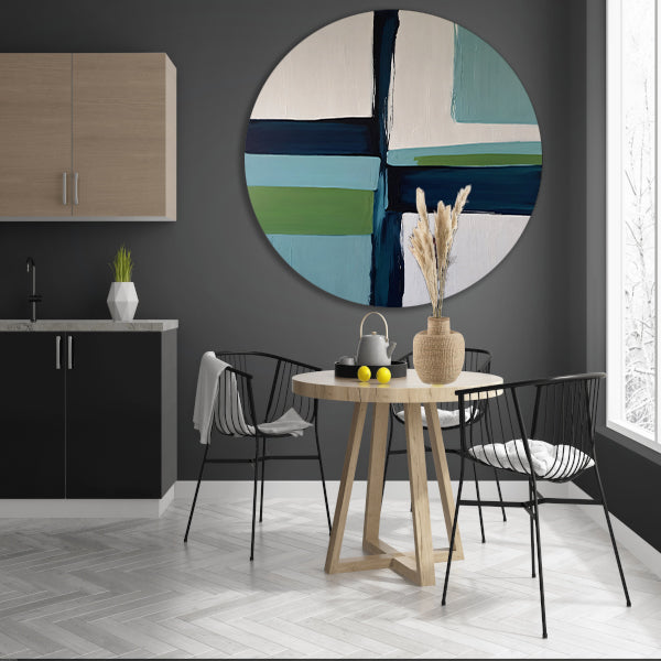 Abstracte Harmonie in Blauw en Groen forex muurcirkel