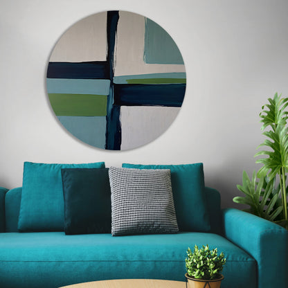 Abstracte Harmonie in Blauw en Groen forex muurcirkel