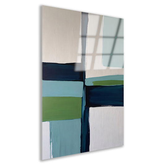 Abstracte Harmonie in Blauw en Groen Acrylglas