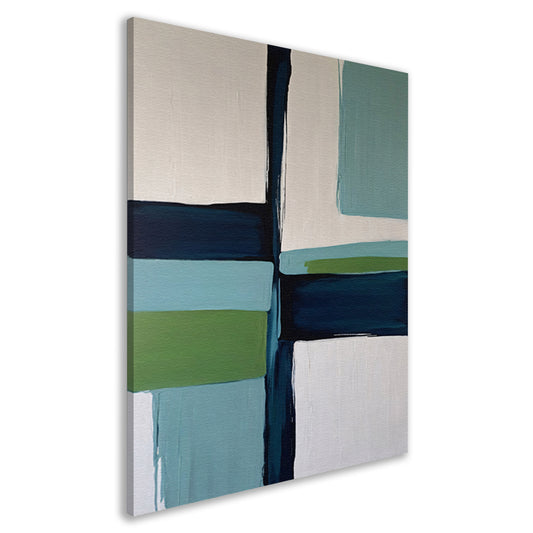 Abstracte Harmonie in Blauw en Groen canvas