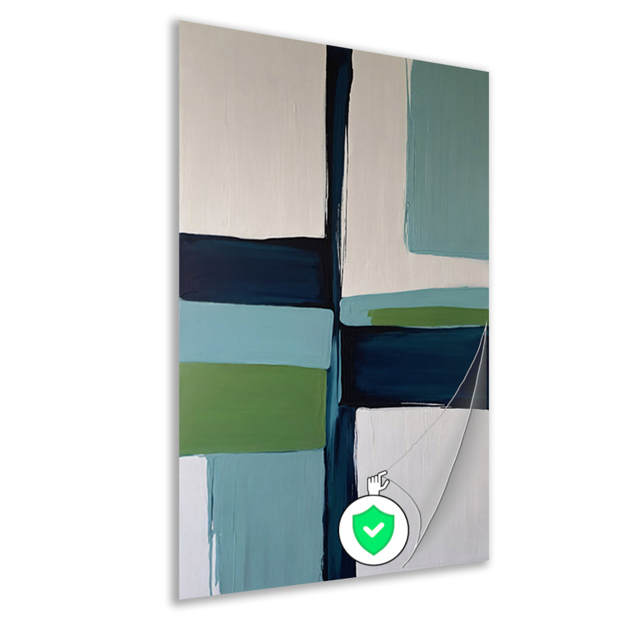 Abstracte Harmonie in Blauw en Groen poster