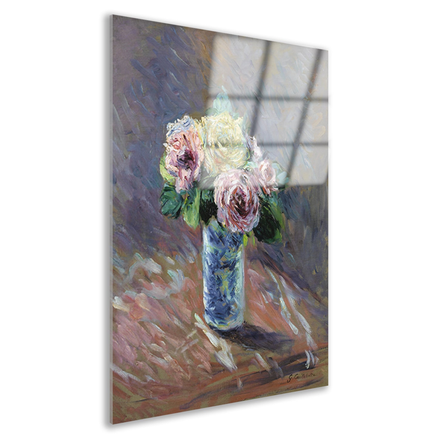 Gele en rode rozen in een kristallen vaas - Gustave Caillebotte Acrylglas