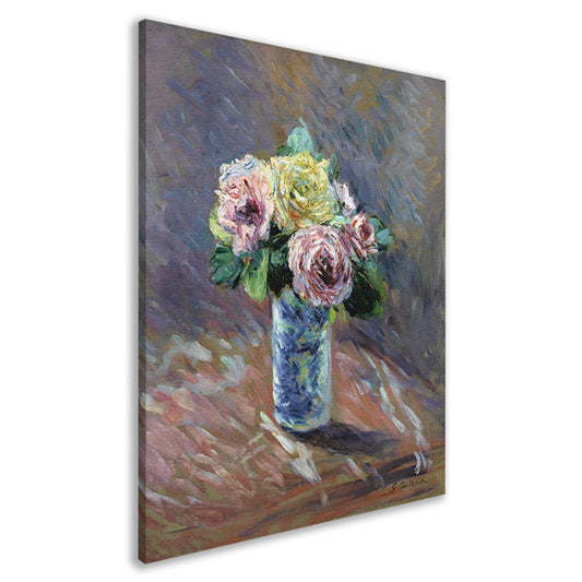 Gele en rode rozen in een kristallen vaas - Gustave Caillebotte canvas