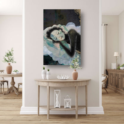 Abstract Portret van Dromerige Vrouw canvas