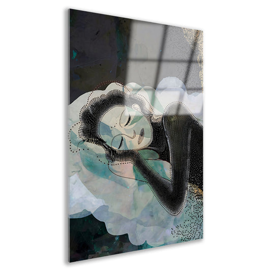 Abstract Portret van Dromerige Vrouw acrylglas