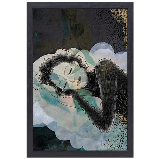 Abstract Portret van Dromerige Vrouw canvas met baklijst