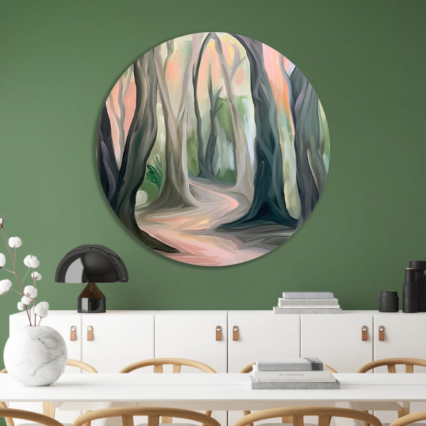 Rustiek boslandschap in abstracte stijl forex muurcirkel