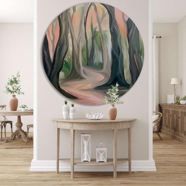 Rustiek boslandschap in abstracte stijl forex muurcirkel