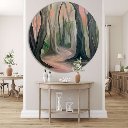 Rustiek boslandschap in abstracte stijl forex muurcirkel