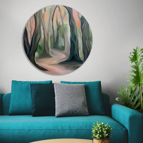 Rustiek boslandschap in abstracte stijl forex muurcirkel