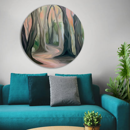 Rustiek boslandschap in abstracte stijl forex muurcirkel