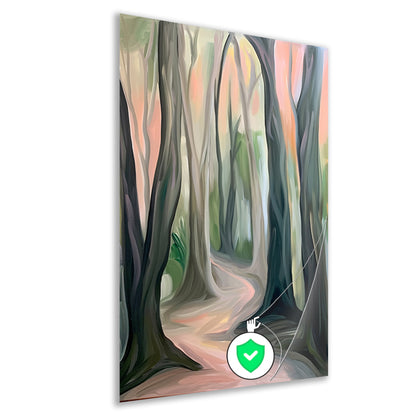 Rustiek boslandschap in abstracte stijl poster