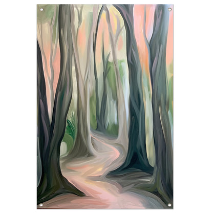 Rustiek boslandschap in abstracte stijl tuinposter