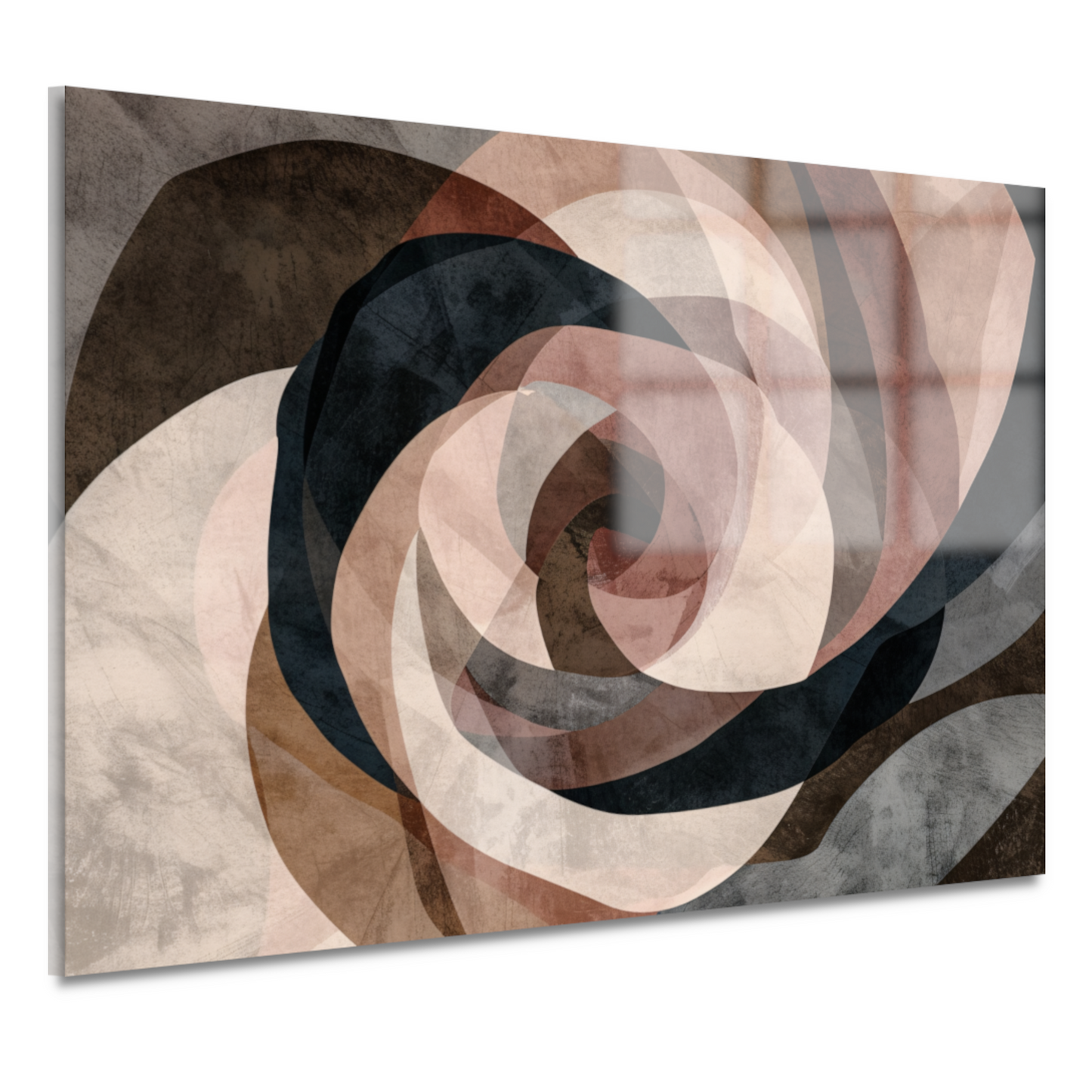 Abstracte Sepia Spiraalvormen in Overlapping acrylglas