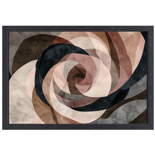Abstracte Sepia Spiraalvormen in Overlapping canvas met baklijst