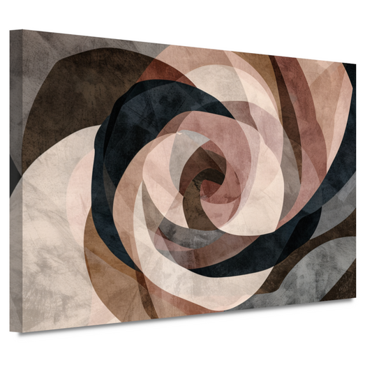 Abstracte Sepia Spiraalvormen in Overlapping canvas