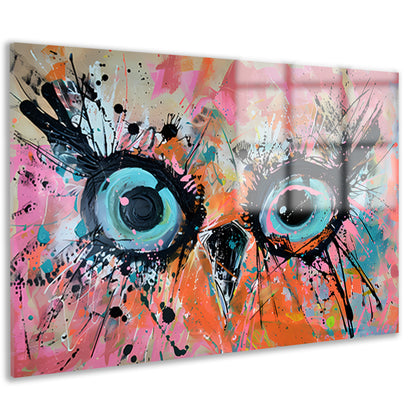 Kleurrijk abstract schilderij van een uil acrylglas