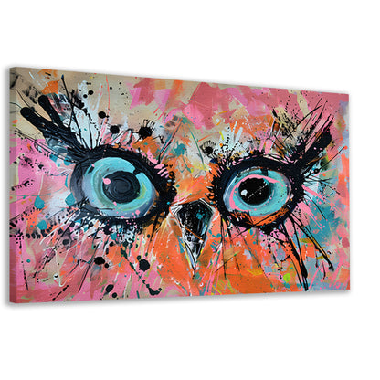 Kleurrijk abstract schilderij van een uil canvas