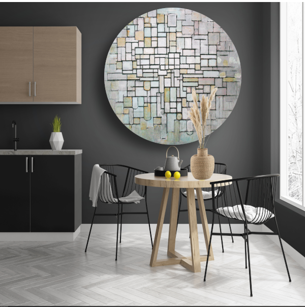 Samenstelling Nr. 11 - Piet Mondriaan aluminium muurcirkel