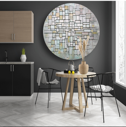Samenstelling Nr. 11 - Piet Mondriaan aluminium muurcirkel