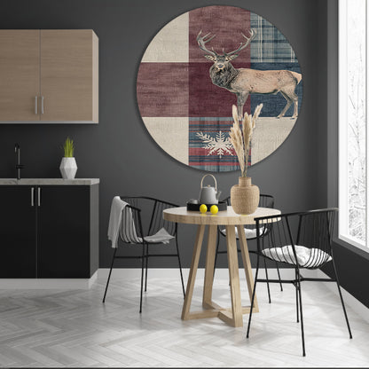Elegante illustratie van een hert in geometrische stijl aluminium muurcirkel