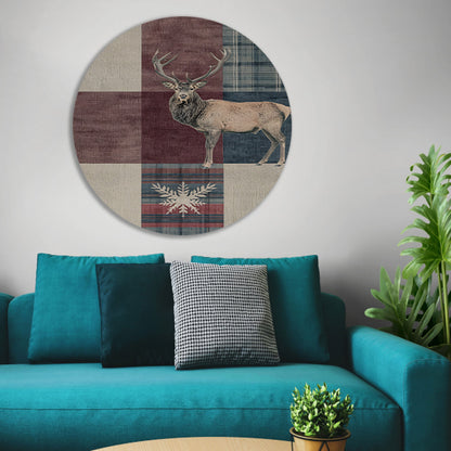 Elegante illustratie van een hert in geometrische stijl aluminium muurcirkel