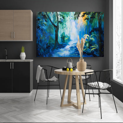 Abstract modern schilderij van boslandschap poster