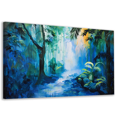 Abstract modern schilderij van boslandschap canvas