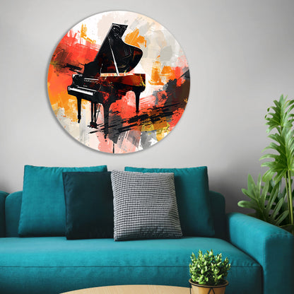 Abstracte piano met vurige kleurenexplosie forex muurcirkel