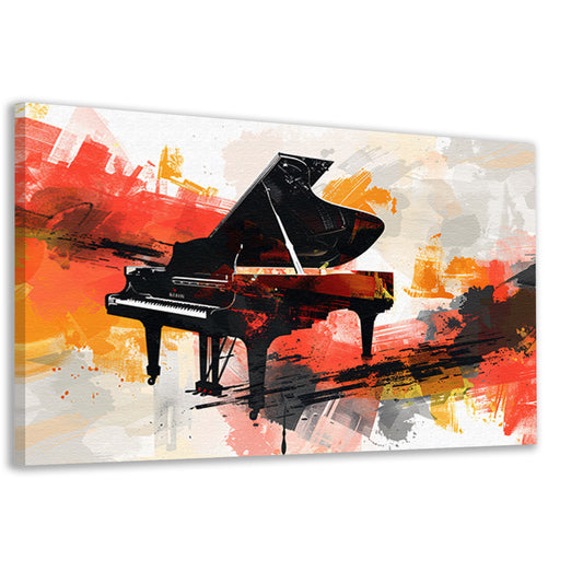 Abstracte piano met vurige kleurenexplosiecanvas