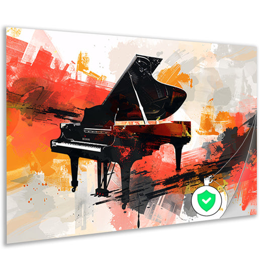 Abstracte piano met vurige kleurenexplosie poster