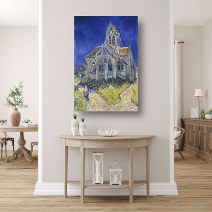De kerk van Auvers - Vincent van Gogh canvas met baklijst